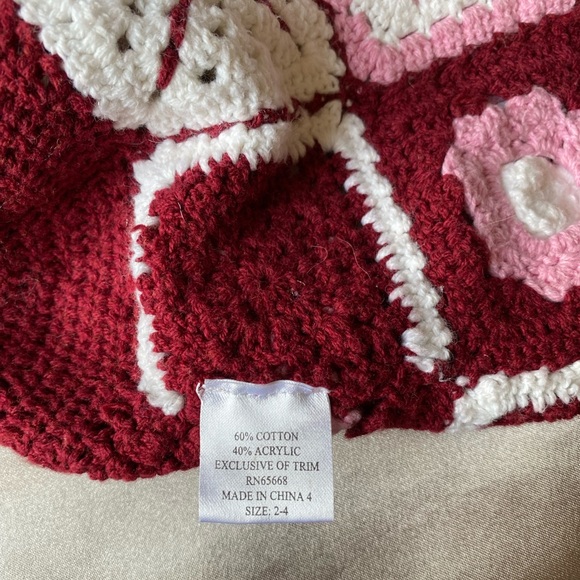 Pink and white crochet beanie - Picture 3 of 3